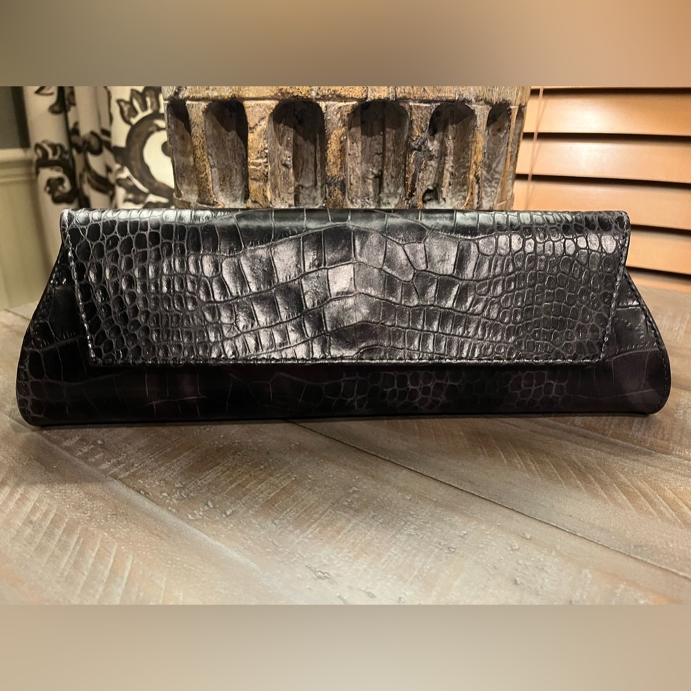 Pietro Alessandro Black Crocodile Embossed Clutch